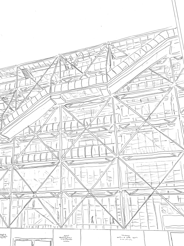 Dessin de perspective Centre Pompidou